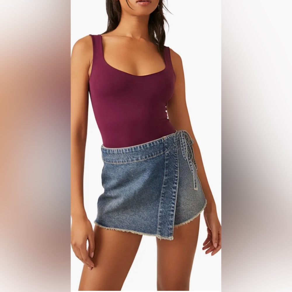 Free People Plum Scoop Neck Bodysuit